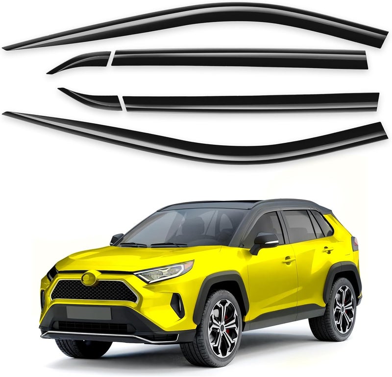 Deejecsun 6 pcs-Window Rain Guards Fit for Toyota RAV4 2019-2025 Low Profile Window Visor Extra Durable Tape-On Window Deflectors RAV 4 Vent Visors Vent Shades Rain Guards Exterior Car Accessories - Image 1